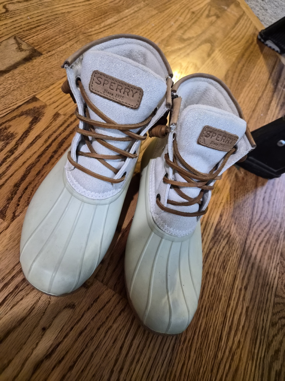 Sperry White and Tan Duck Boots